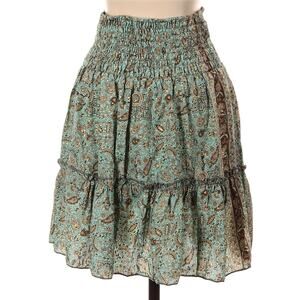 Perry Walker Collective Florence Paisley Silk Tiered Mini Skirt M